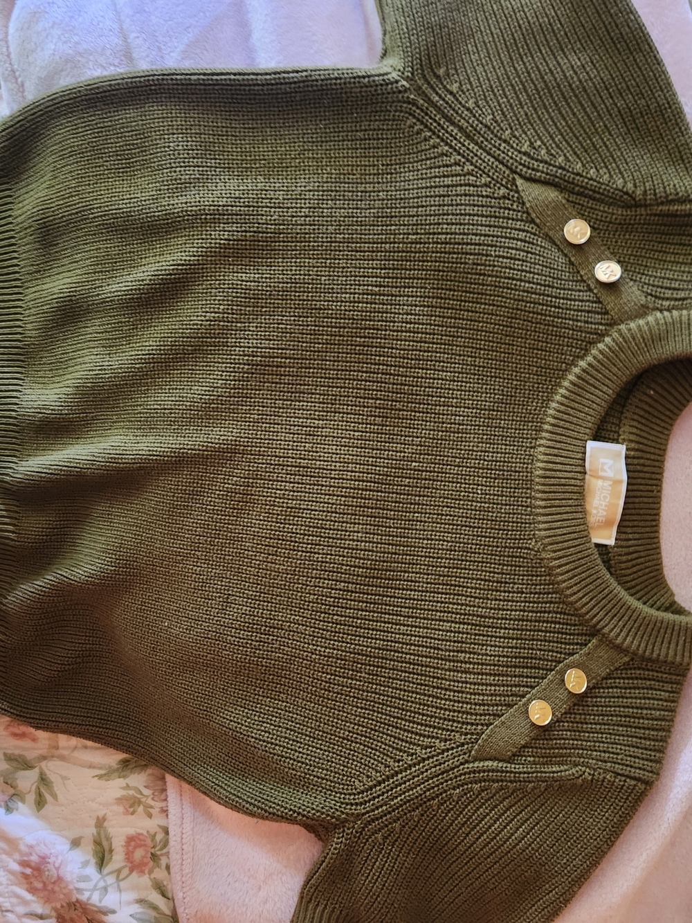 Michael KORS Army Green Short Sleeved Sweater Worn Once In Excellent Condition
